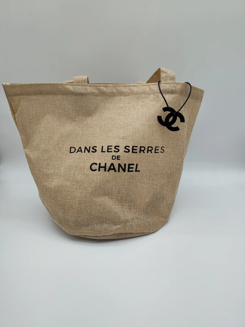 CHANEL Dans Les Serres Natural Woven Tote Bag Coated Interior Logo Tag NIP
